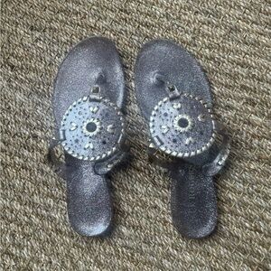 Jack Rogers Georgica Glitter Jelly Thong Sandals Size 8 Gold Silver